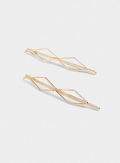 Les barrettes m&eacute;talliques losanges Ensemble de 2