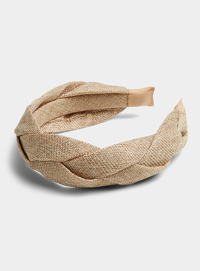 Simons Ecru/Linen Faux-linen braided headband for women
