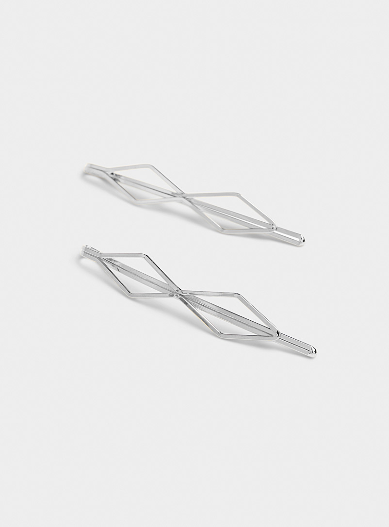 Diamond Metallic Barrettes Set Of 2