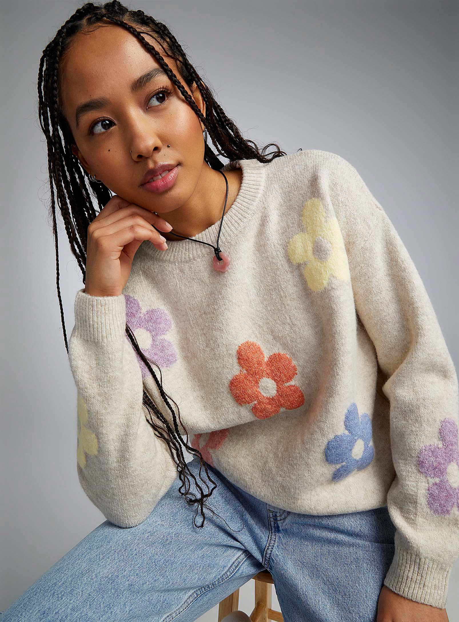 Twik - Women's Pastel flowers sweater