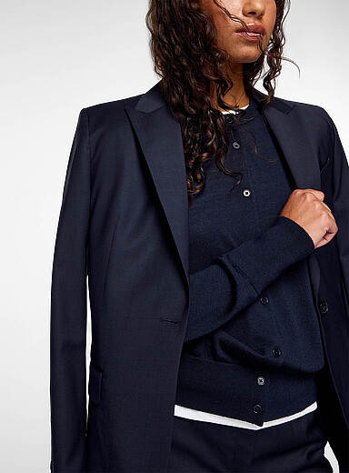 Filippa K Navy/Midnight Blue Pure merino wool cardigan for women