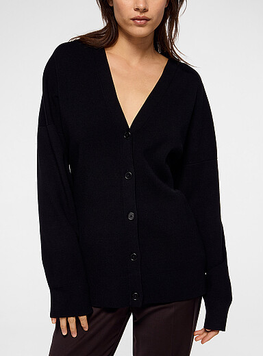 Filippa K: Le cardigan sablier tricot Milano Noir pour femme