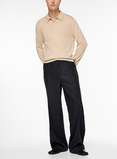 Filippa K: Le pantalon Hector flanelle rayures banquier Charbon pour homme