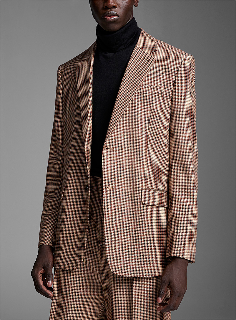 Filippa K Cream Beige Blended wool mini-checkered jacket for men