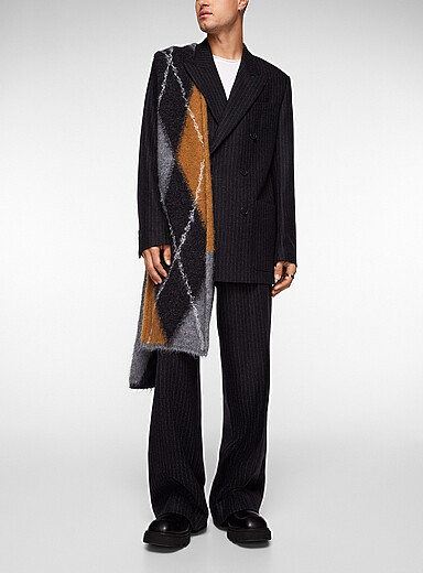Michael banker stripes double-breasted suit jacket