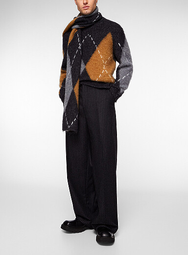 Filippa K: Le chandail argyle alpaga poilu Gris pour homme