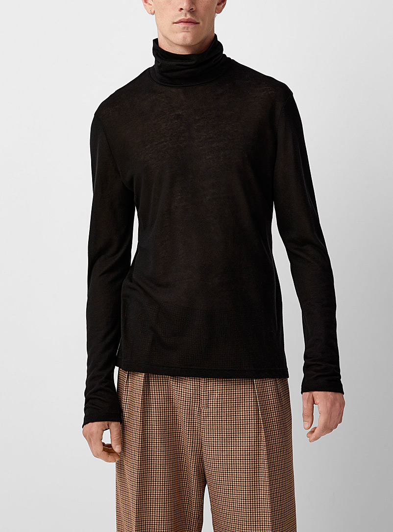 Filippa K Black Mock-neck lightweight sweater for men