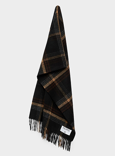 Pure merino wool plaid scarf