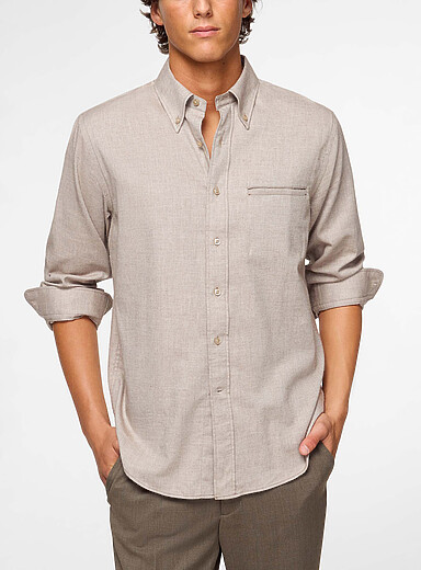 Filippa K: La chemise en flanelle Zack Taupe pour homme