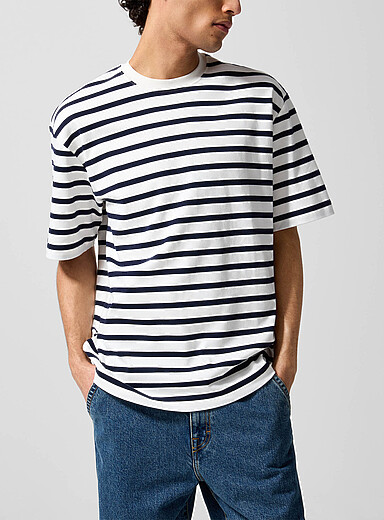 Filippa K Patterned navy Nautical stripes loose T-shirt for men