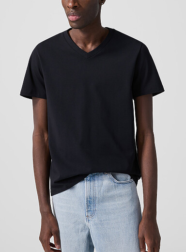 Filippa K Black Stretch V-neck T-shirt for men