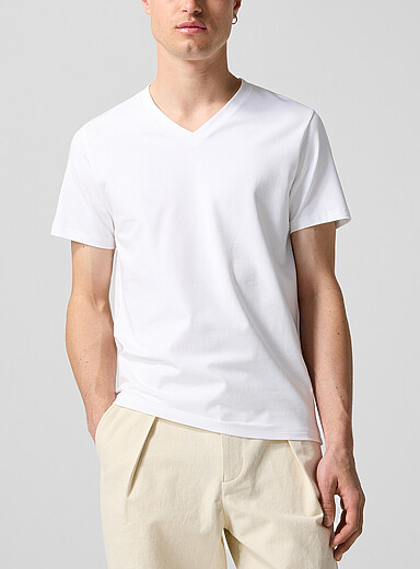 Filippa K White Stretch V-neck T-shirt for men