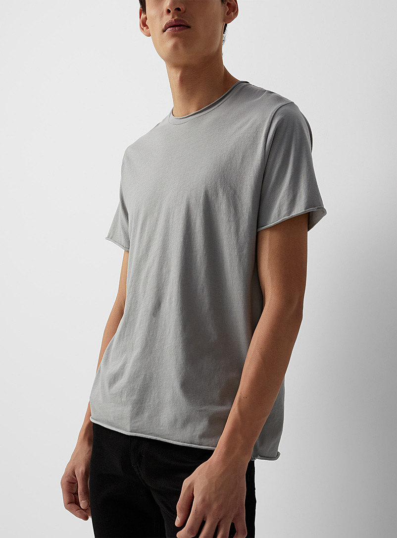 Filippa K Grey Rolled hem plain T-shirt for men
