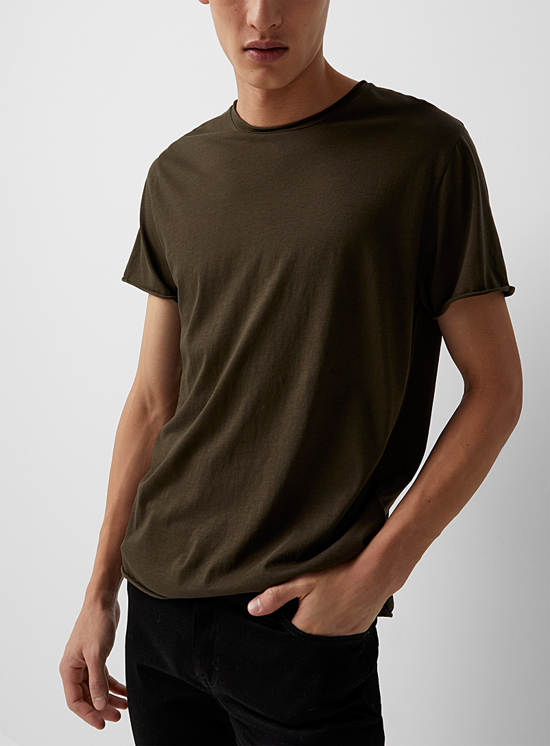 Filippa K Dark Grey Rolled hem plain T-shirt for men