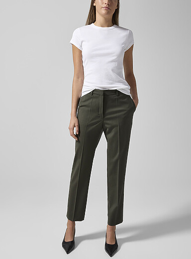 Filippa K: Le pantalon &eacute;troit en laine Emma Vert fonc&eacute; - Mousse pour femme
