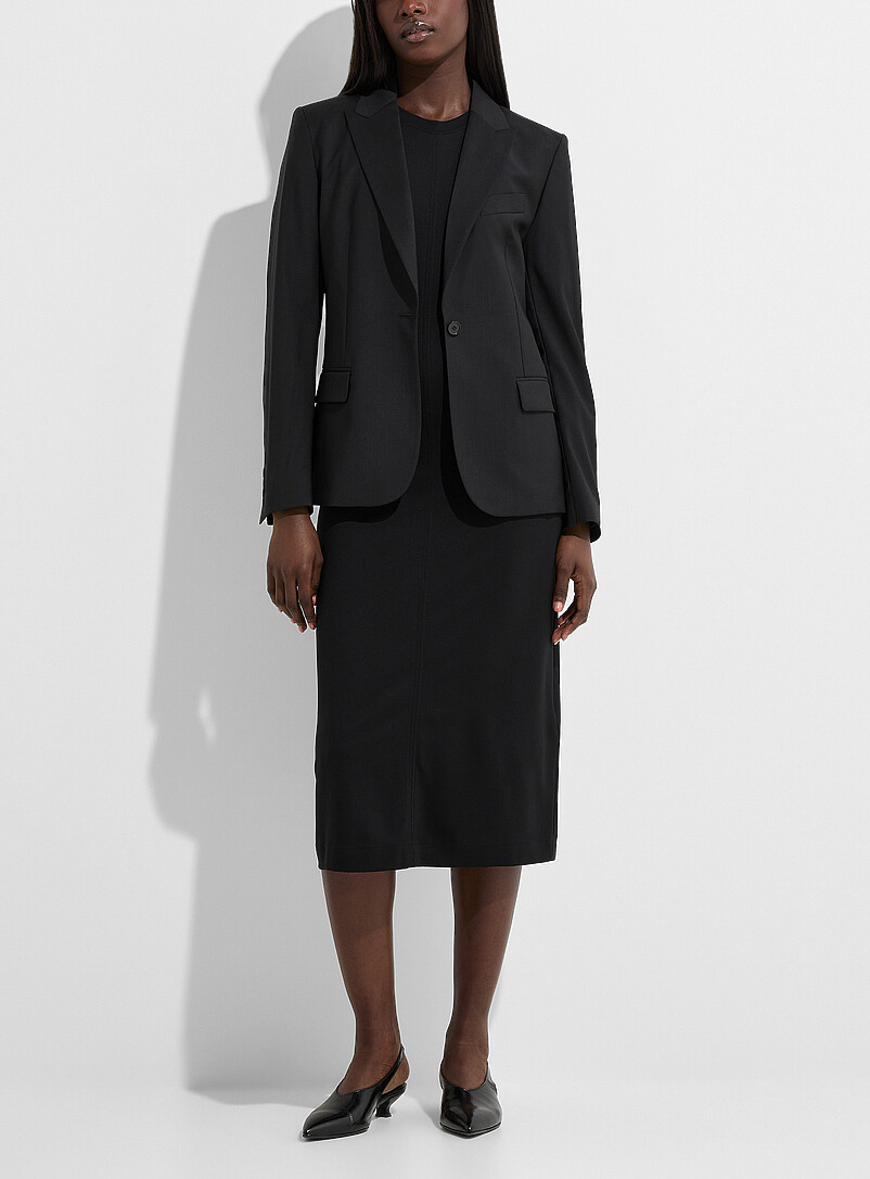 Filippa K Black Sasha stretch cool wool fitted blazer for women
