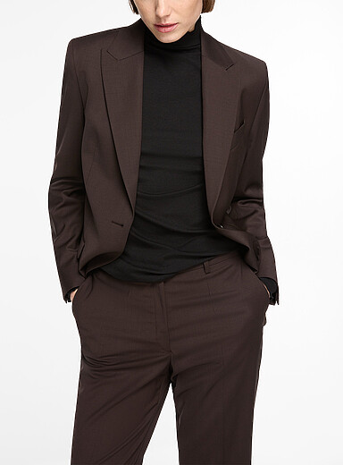 Filippa K: Le veston cintr&eacute; laine froide extensible Sasha Chocolat - Espresso pour femme