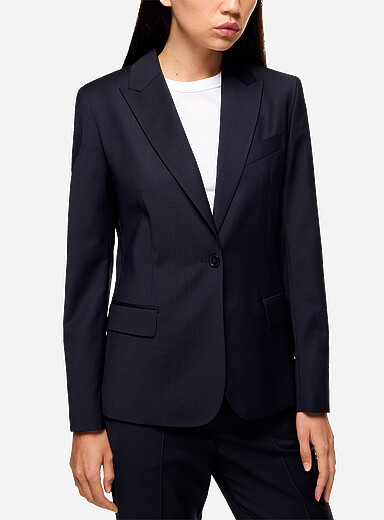 Filippa K: Le veston cintr&eacute; laine froide extensible Sasha Bleu marine - Bleu nuit pour femme
