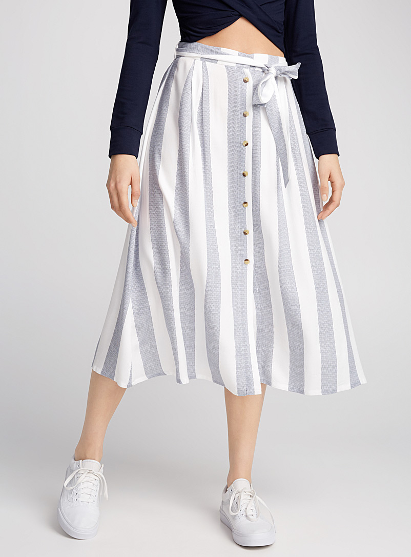 Jupe plissée - Noir/rayures blanches - FEMME | H&M CH