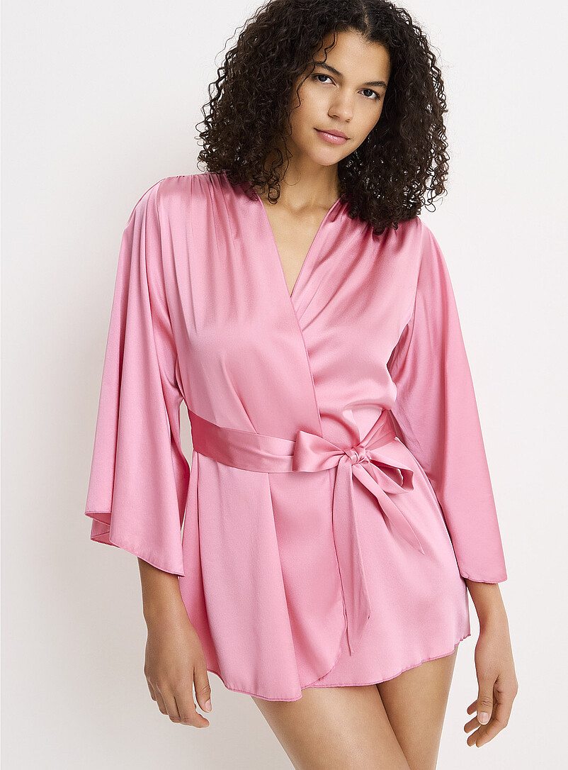 Angel pink silk robe product image (primary)