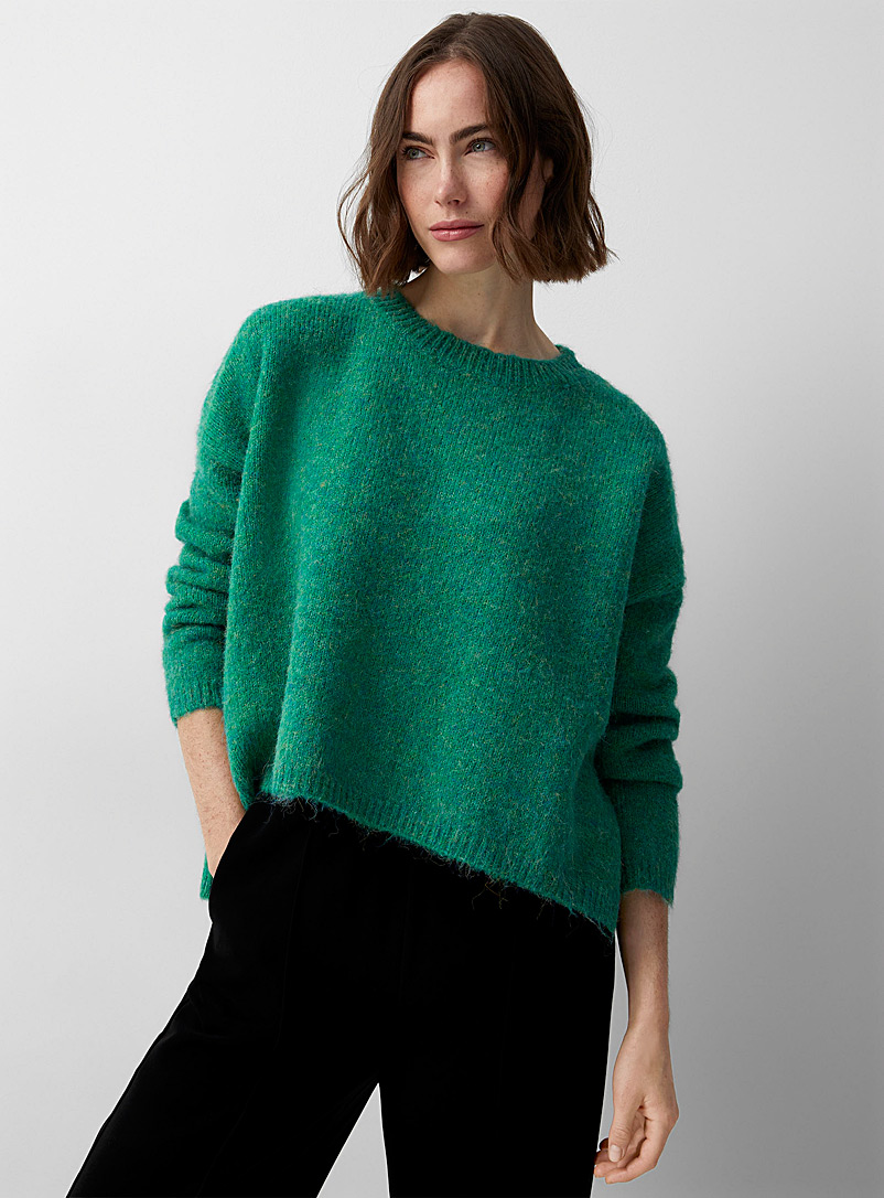 Lyla + Luxe Kelly Green Loose heathered turquoise sweater for women