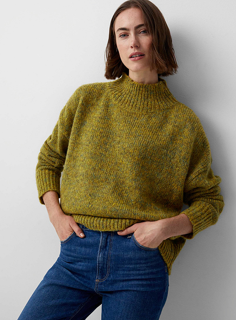 Lyla + Luxe Mossy Green Heathered green oversized sweater for women