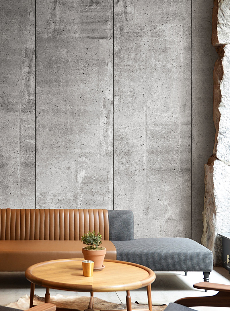Wynil Grey Raw concrete wallpaper strip