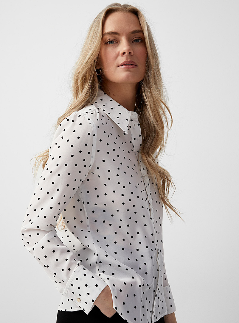 Judith & Charles Black and White Emannuelle pure silk polka dot blouse for women