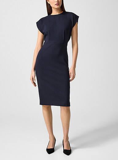 Judith & Charles Navy/Midnight Blue Xena pleated sleeveless top for women