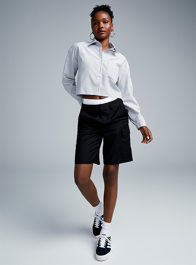 Twik: La chemise carrée rayures grises Gris à motifs pour femme