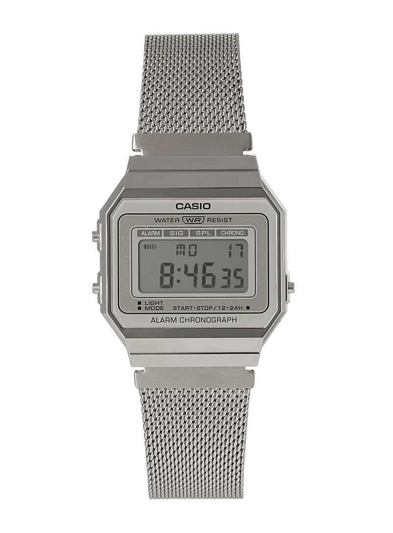 Casio Silver Retro silver digital watch for women