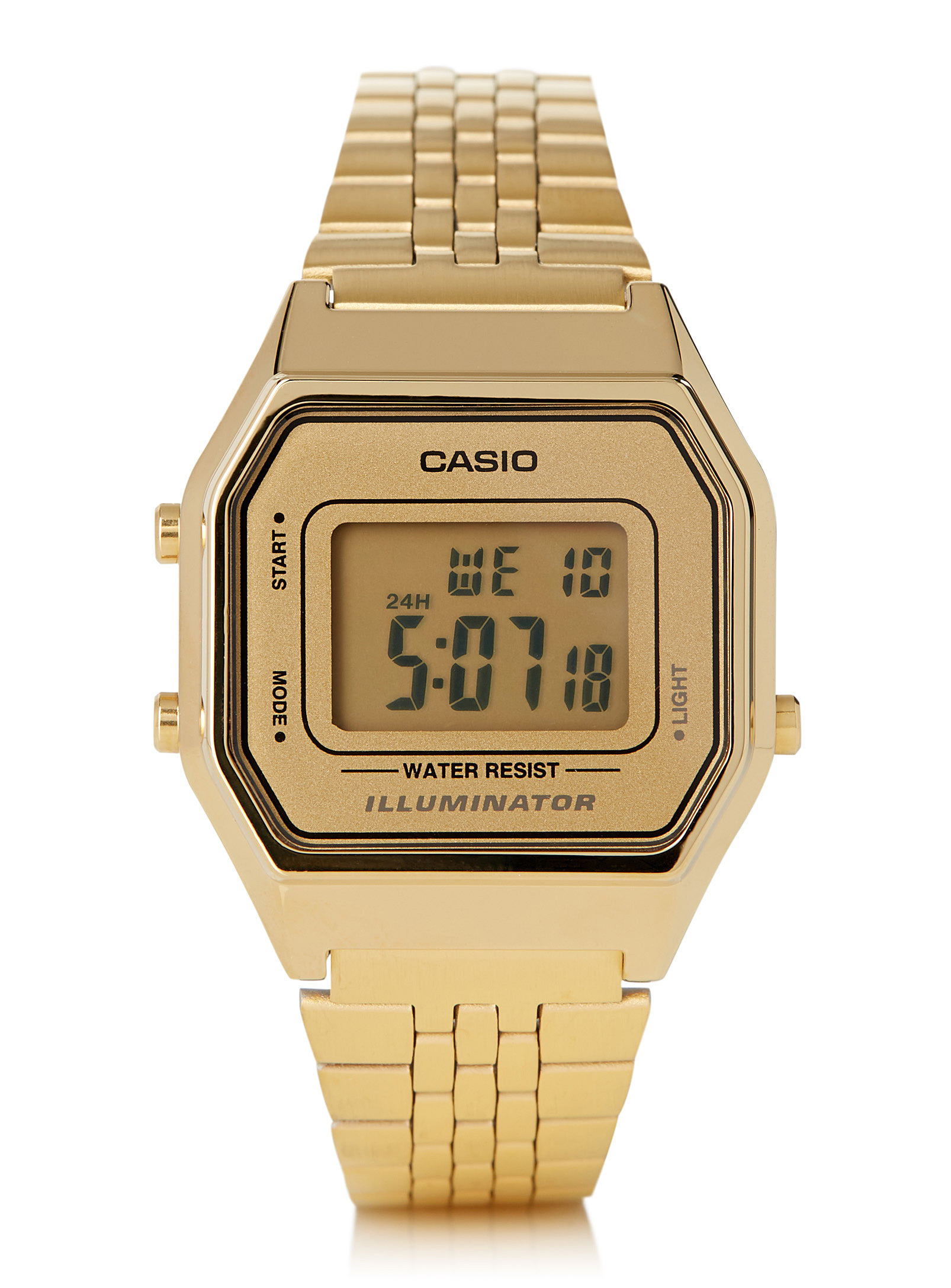Casio Small Vintage Digital Watch In Gold