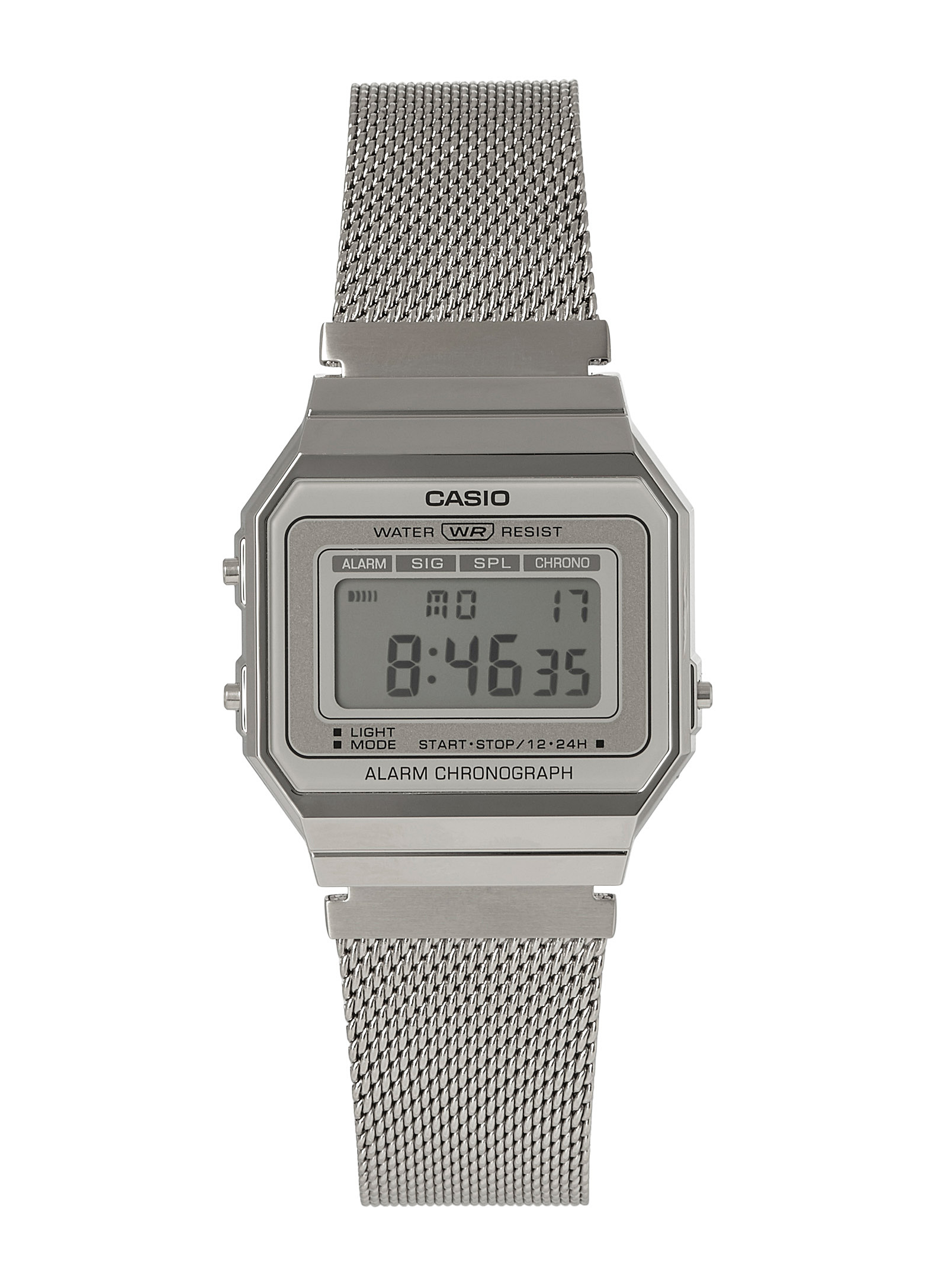 Casio Retro Silver Digital Watch In Metallic