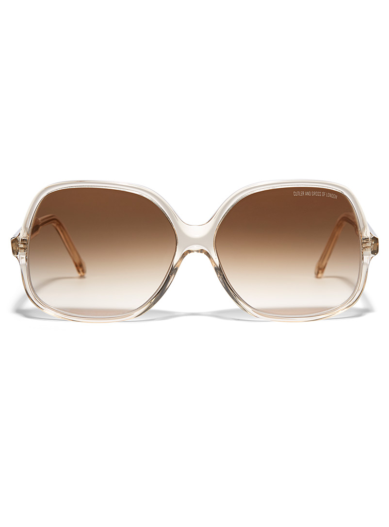 Cutler and Gross: Les lunettes de soleil carrées rétro Beige crème pour femme