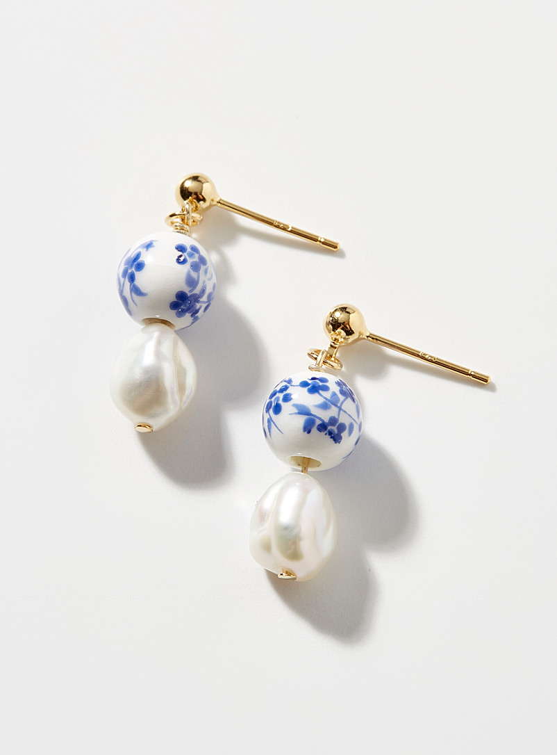 Cloverpost Blue Floral bead earrings for women
