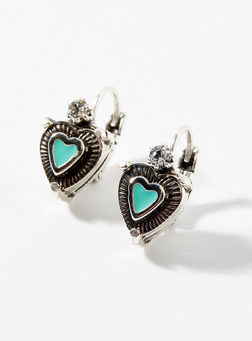 Gas Bijoux Silver Donguette heart earrings for women