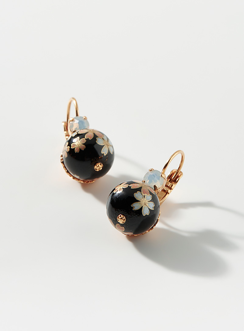 Gas Bijoux Patterned black  Décalco earrings for women