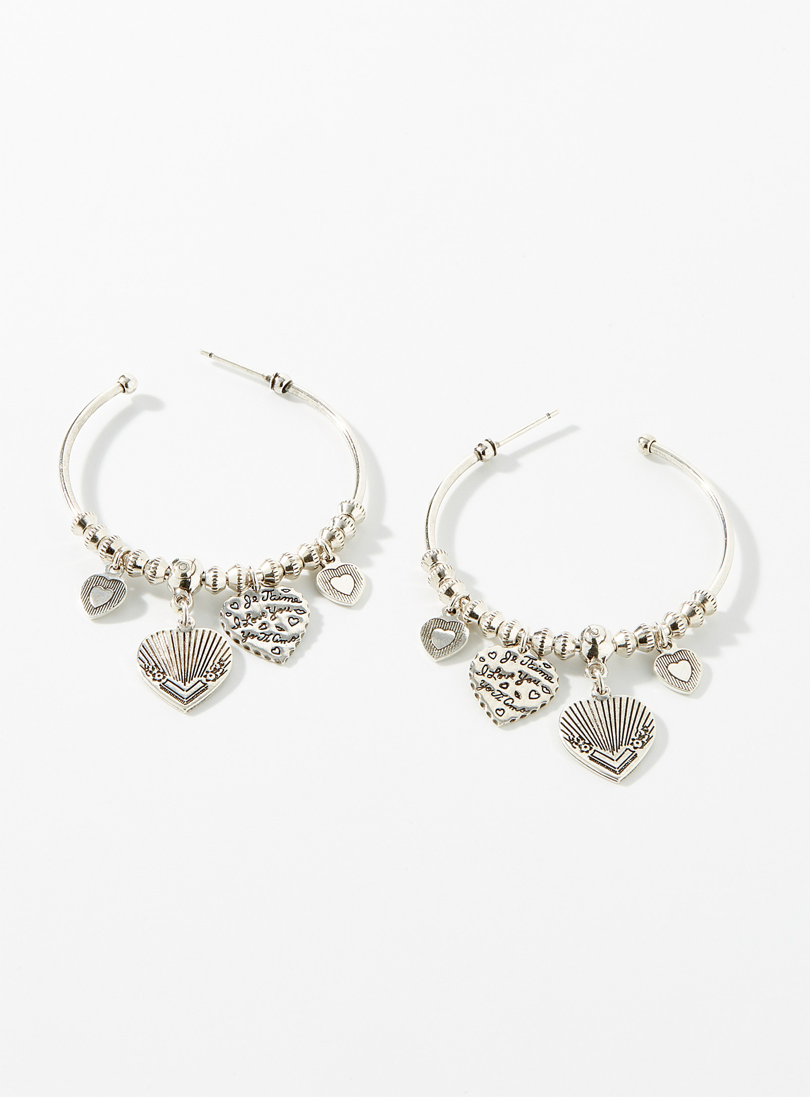 Gas Bijoux - Women's Large silver heart Hoop Earrings