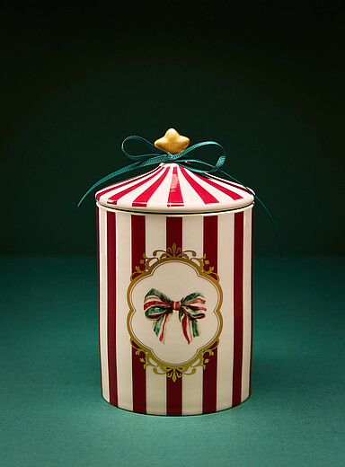 La grande bougie parfum&eacute;e &eacute;crin c&eacute;ramique rayures Pain d'&eacute;pice &agrave; l'ancienne <b>Collection de No&euml;l</b>