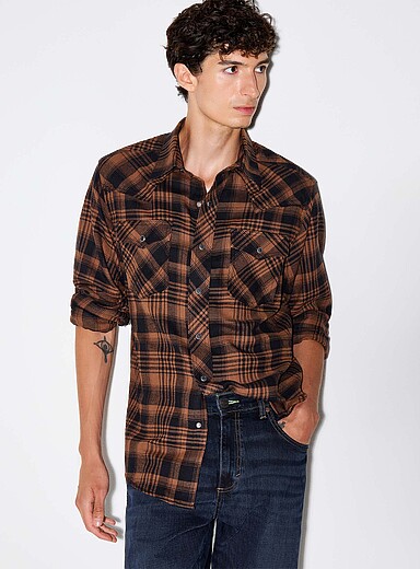 La chemise flanelle carreaux caramel