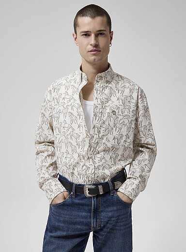Wrangler Ivory/Cream Beige Wild horses shirt for men