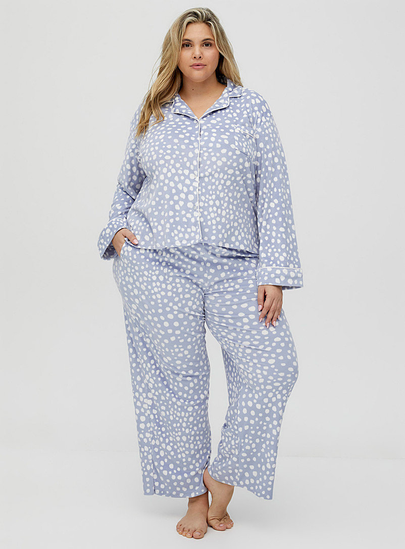 Donna Karan Patterned Blue Patterned velvety pyjama set Plus size for women