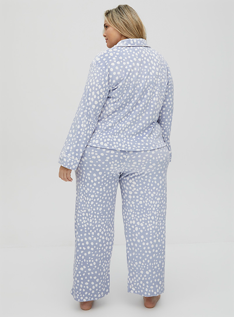 Donna Karan Patterned Blue Patterned velvety pyjama set Plus size for women