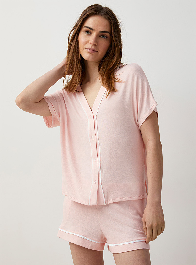 Donna Karan Dusky Pink Light pink cropped pyjama set for women