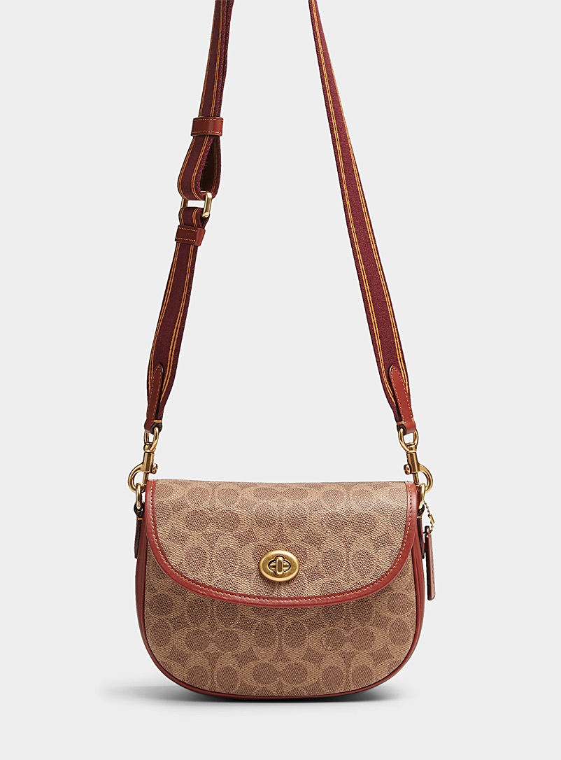 Coach Patterned Brown Signature Willow saddle bag for women