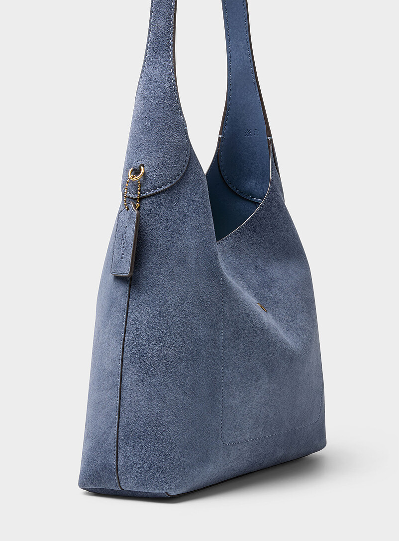 Coach: Le sac besace su&egrave;de Brooklyn bleu Bleu moyen - Ardoise pour femme