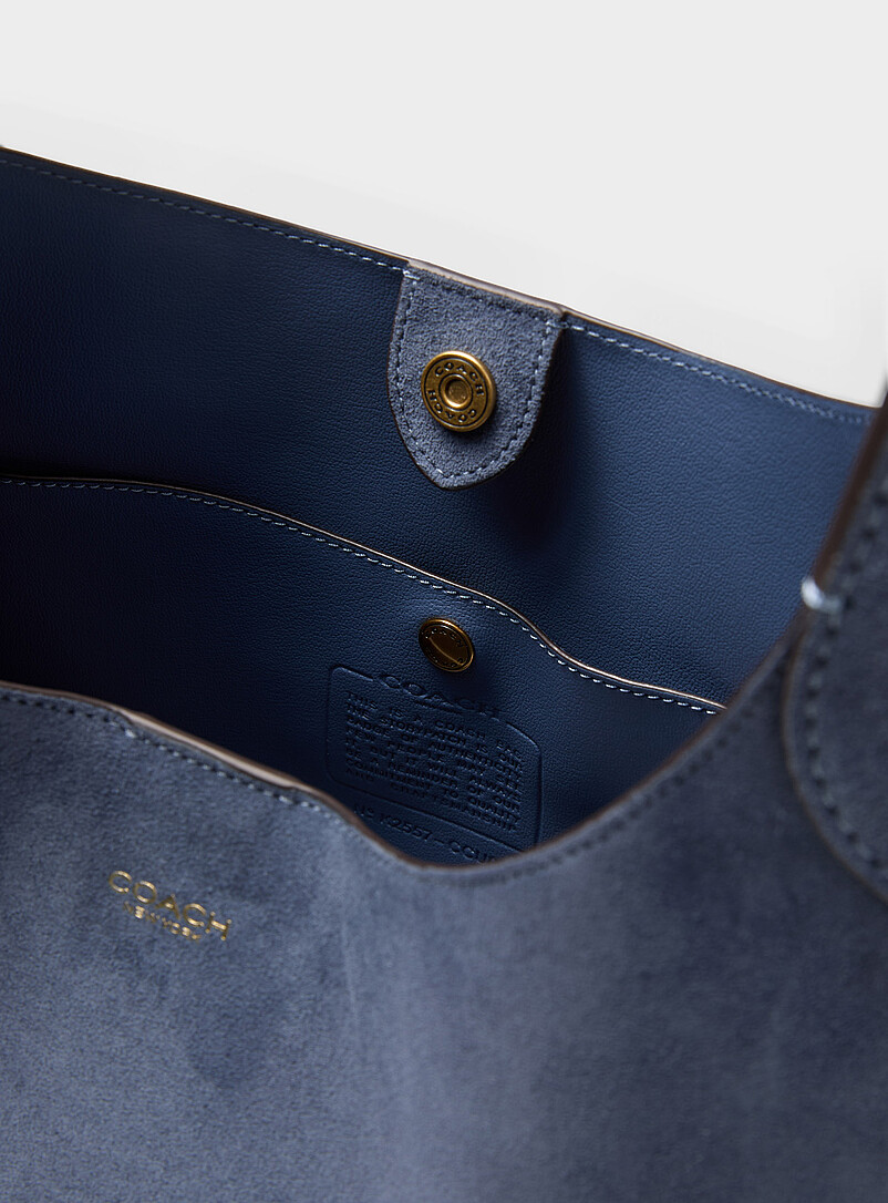 Coach: Le sac besace su&egrave;de Brooklyn bleu Bleu moyen - Ardoise pour femme