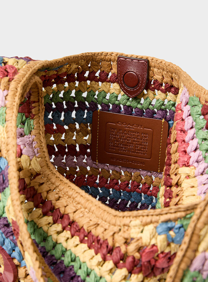 Coach: Le sac besace paille tress&eacute;e rayures color&eacute;es Assorti pour femme
