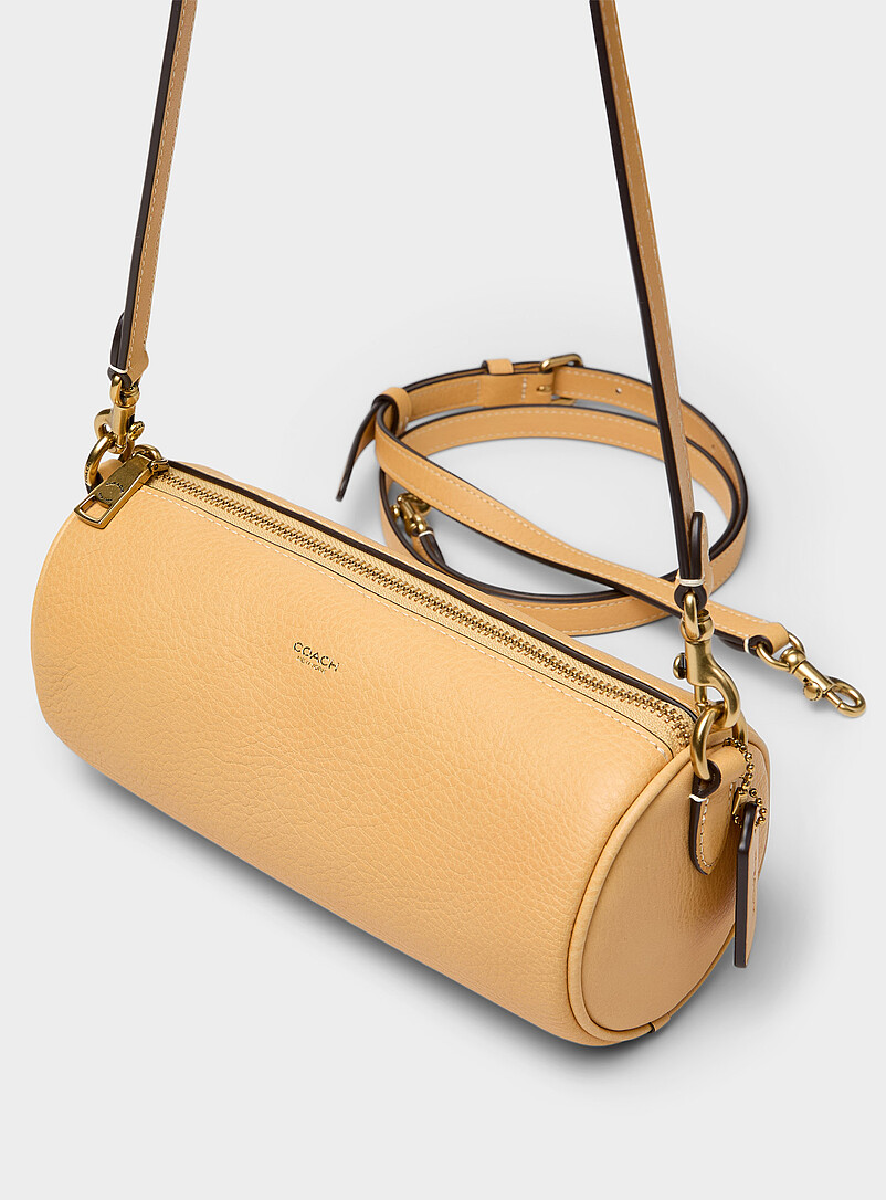 Coach Ivory/Cream Beige Small smooth leather cylinder bag for women
