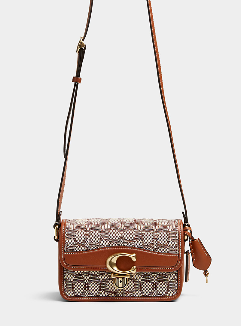 Coach Patterned Brown Small studio signature flap bag for women